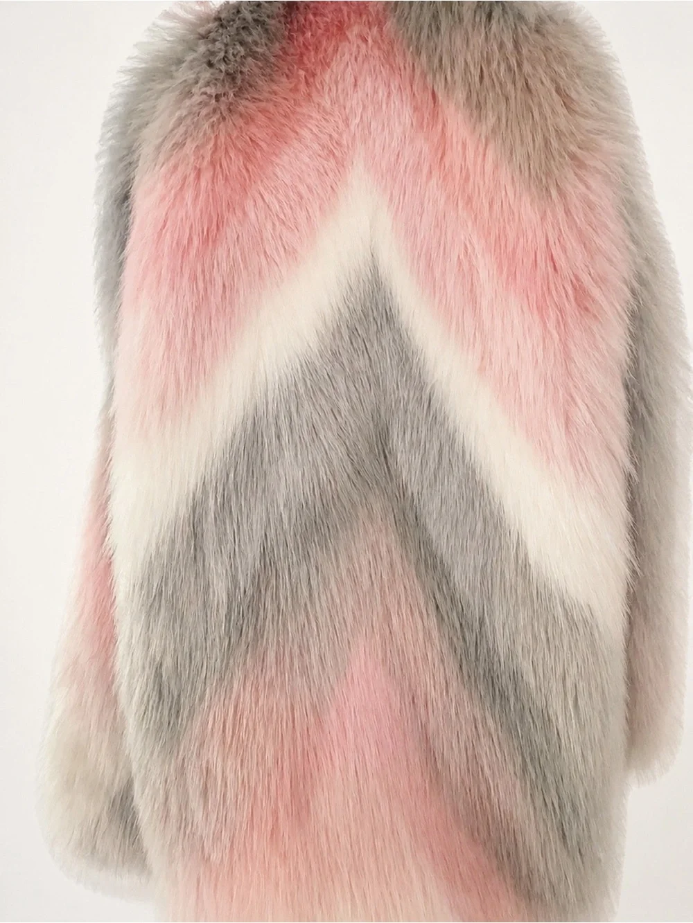 Chevron Faux Fur Jacket in Pink, Gray & White (so chic & fun!)